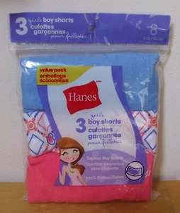 Girls Hanes 3 pair 100% cotton Tagless Boy Shorts Underwear Sz 8 - Picture 1 of 2