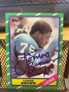 Lomas Brown 1986 Topps Autographed Signed ROOKIE Card Gators Detroit Lions - Picture 1 of 1