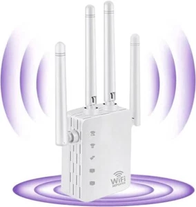 Amplificateur répéteur WiFi AC1200 double bande (300Mbit/s 2,4GHz + 5GHz) Blanc - Photo 1/6