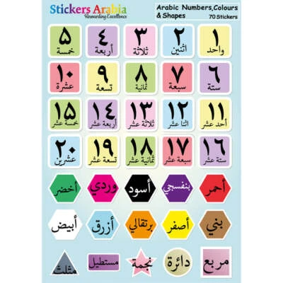 Sticker sheet: 70 Arabic Numbers, Colors & Shapes stickers - Image 1 of 3
