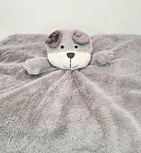 Carters Gray Puppy Dog Lovey Security Blanket Baby Rattle Blue Collar Satin 2011 - Picture 1 of 5