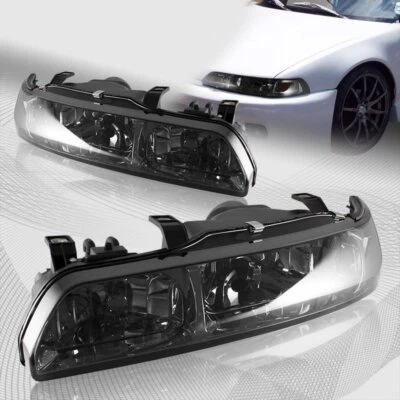 Faros de 1 pieza con reflector ámbar para lente de humo Acura Integra JDM 1990-1993 Foto 1 de 4