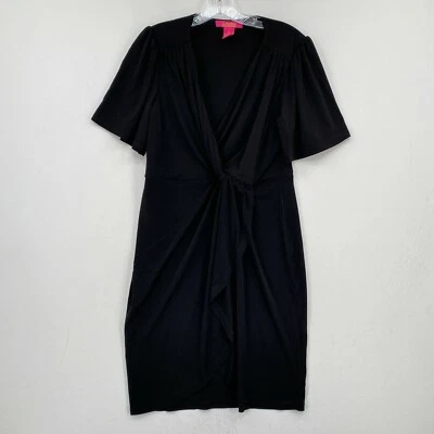 Vestido Catherine Malandrino Nyla Twist Frontal Vaina Talla Mediana Negro Cuello en V Foto 1 de 4