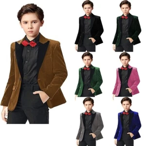 Velvet Boy's Suits 2 Piece Formal Evening Party For Kid Winter Warm Outdoor Suit - Picture 1 of 18