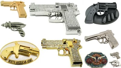 10 PIEZAS Hebillas de Cinturón de Pistola Bling Vaquero Occidental Estilo Rodeo Plata Oro Al Por Mayor Foto 1 de 4