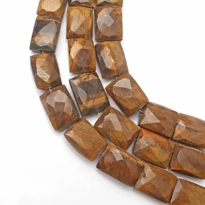 Natürliche Tigerauge Edelstein Perlen Glatt Rechteckig 8 Zoll Strang 13-16 mm... - Bild 1 von 4