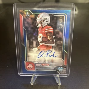 2025 Bowman U Chrome Quincy Porter 1st True Blue Refractor Auto /150 Ohio State - Picture 1 of 2