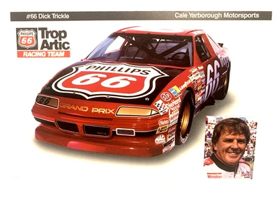 CARTÃO POSTAL NASCAR 1990 DICK TRICKLE PHILLIPS 66 PONTIAC CALE YARBOROUGH MOTORSPRT - Imagem 1 de 2