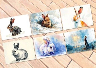 Gentle Rabbit 5"x7" Print on Matte Paper | Charming Watercolor Bunny Art - Image 1 of 4