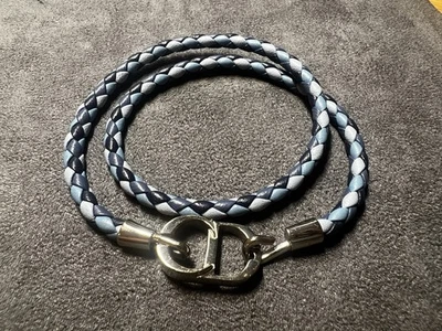 Pulsera doble de cuero trenzado Dior CD Icon para hombre azul talla M - auténtica Foto 1 de 4