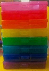 8 Plastic Storage Boxes for 4x6 Photos, Red Org Yell Grn Blue Purple Pink Aqua - Picture 1 of 11