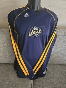 UTAH JAZZ Warm Up Shirt Men's M Navy Long Sleeve ClimaCool Player ID ADIDAS NBA - Picture 1 of 9