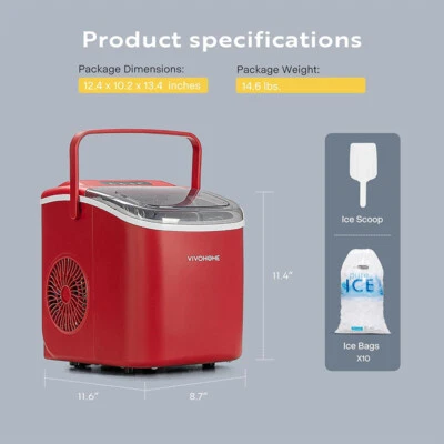 Máquina eléctrica para hacer cubitos de hielo con 10 bolsas de hielo, función de autolimpieza 26 lb/día Foto 1 de 4
