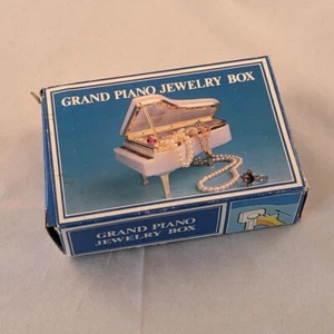 Vintage J.S.N.Y. Blue Plastic Grand Piano Jewelry Box with Box Made in Hong Kong - Picture 1 of 8