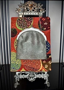Cartera de cóctel de malla plateada WMF Art Nouveau, avestruz para correr, plata níquel - Imagen 1 de 12