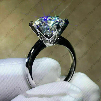 2.0 CT Round Cut Lab Created Moissanite Engagement Ring In 14K White Gold Plated - Image 1 of 4