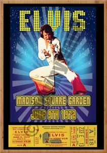 Elvis Madison Square Garden 1972 POSTER AND TICKET  A4-A3-A2 SIZES - Picture 1 of 1