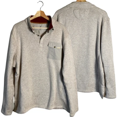 Woolrich 1/4 Snap Fleece Pullover Sweater Herren XL Creme Langarm Tasche Neu ohne Etikett - Bild 1 von 4