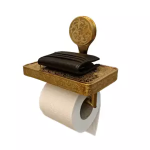 Toilet Paper Holder with Mobile Phone Storage Shelf Holders Wall Mounted Rack - Picture 1 of 9