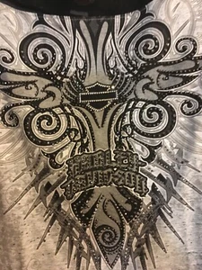 NWT Womens Harley-Davidson Gray Bling Crystal Partial Back Lace Top Shirt Medium - Picture 1 of 7