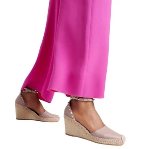 Valentino Garavani Rockstud Double Leather Wedge Espadrille Pink Women Size 39 - Picture 1 of 12
