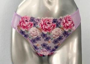 Victorias Secret Panty Nwt Electric Blooms Floral Embroidery Mesh Thong Medium M - Picture 1 of 3