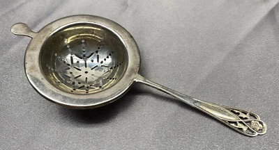 Antiguo colador de té Frank Whiting & Co. de plata esterlina sobre taza #8222 6 1/8" L Foto 1 de 4