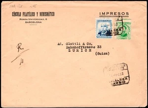 España Edi o 664+670 - Sobre Mat "Certificado Impresos 14/Nov./33 - Barcelona... - Picture 1 of 1