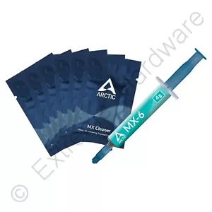 Arctic MX-6 4g Thermal Paste Tube & 6 MX Cleaner Wipes Artic No Silver Not MX-4 - Afbeelding 1 van 1