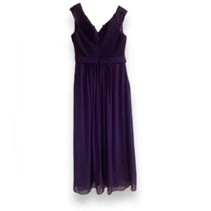 EVER PRETTY - Royal Purple Long Dress - Sleeveless Lace Runched Bodice - Sz 12 - Picture 1 of 8