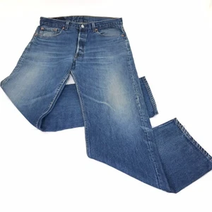 Jeans uomo Levis 501 rosso linguetta bottone mosca sbiadito baffi vintage Y2K 36 x 35 - Foto 1 di 8