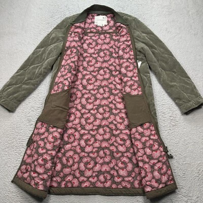 Chaqueta acolchada acolchada acolchada ANTHROPOLOGIE talla XS forro floral largo BOHO Foto 1 de 4