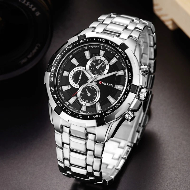 Men`s 30m Waterproof Stainless Steel 3 Decoration Dials Business Quartz Watches - Imagem 1 de 4