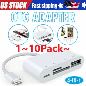 For iPhone iPad IOS 12 Portable 4 in 1 USB SD TF Card lot Reader Camera Adapter - Picture 1 of 11
