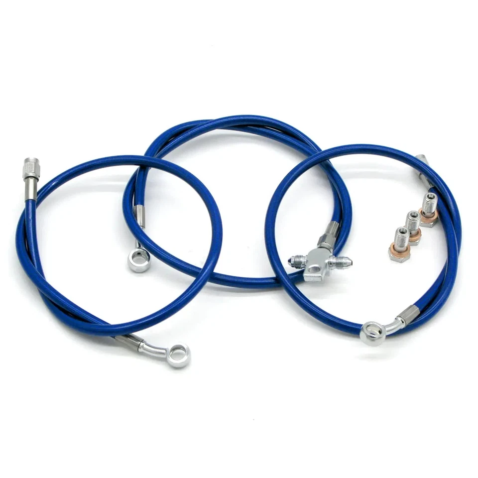 Raptor 660 Streamline Brake Line Kit Front Extended +2 For Yamaha Blue Hoses - Image 1 of 1