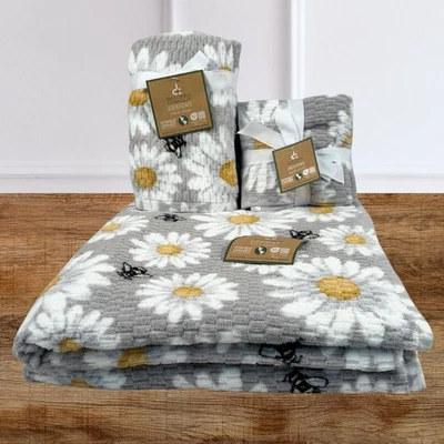 Juego de toallas de baño Deborah Connolly Bumble Bee de 8 piezas gris margarita floral Foto 1 de 4