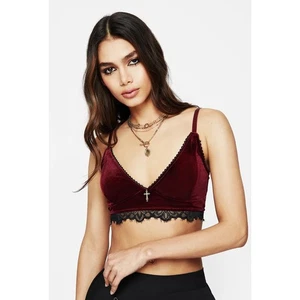 Disturbia Fallen Velour Cross Charm Bralette Womens Size 6 New Oxblood Red - Picture 1 of 10