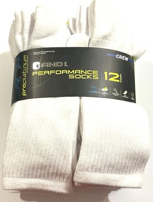 AND1 Calcetines Blancos 12 Pares ProPlatinum Hombres Calcetines Redondos Ventilación de Enfriamiento, NUEVO Foto 1 de 4