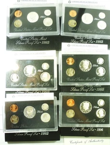 6 SILVER US Mint Issued Proof Sets 5 1992 & 1 1996 - Picture 1 of 9