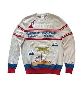 Carnival Cruise Sweater Choose Fun Tropical Embroidered Vacation Pullover Large - Picture 1 of 12