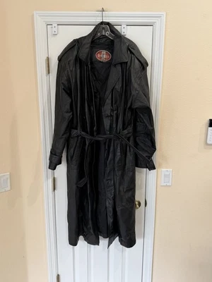 Vintage Buster Fashion Leather Trench Coat Size Large - Image 1 of 4