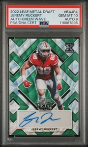 2022 Leaf Metal Draft Green Wave Jeremy Ruckert /7 PSA 10 GEM MT AUTO 9 - Picture 1 of 2