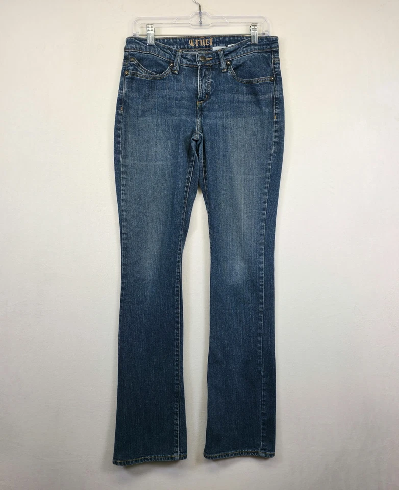 Jeans Cruel Girl Juniors 7 T Azul Bootcut Pierna Tiro Bajo Lavado Oscuro Vaquera Occidental Foto 1 de 4
