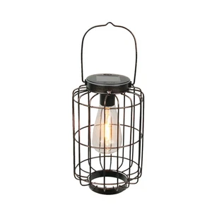 Metal Hanging Bird Cage LED Solar Light Indoor Outdoor Accent Patio Decor - Picture 1 of 12
