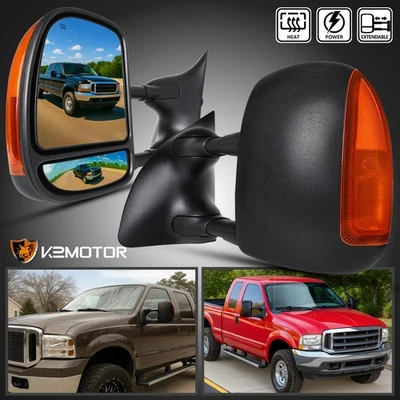 Fits 1999-2007 Ford F250 F350 F450 SuperDuty Power Heated Tow Mirrors+LED Signal Foto 1 de 4