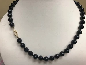 18" LONG BLACK ONIX BEADS NECKLACE - Picture 1 of 2