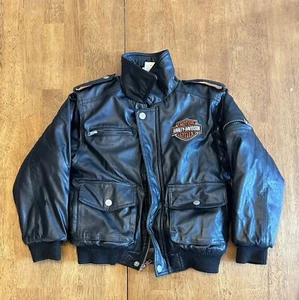 Harley Davidson Kids Youth Motorcycle Faux Leather Jacket Size 7 Flaws - Picture 1 of 10