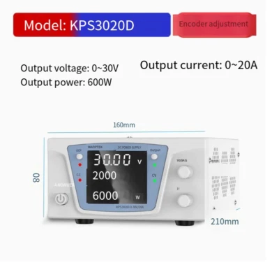 Lab Test Adjustable Variable Voltage DC Power Supply Bench Source 30V 20A - Image 1 of 2