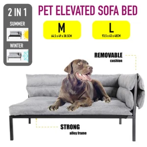 Large Elevated Pet Sofa Bed Raised Dog Cat Cot Indoor & Outdoor Portable Couch - Picture 1 of 19