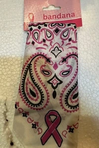 Breast Cancer Awareness Courage Paisley Ribbon Bandana. - Picture 1 of 1